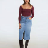 Leila Straight Denim Skirt